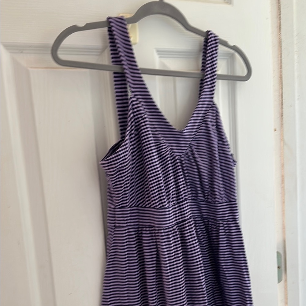 Purple Striped Sleeveless Dress